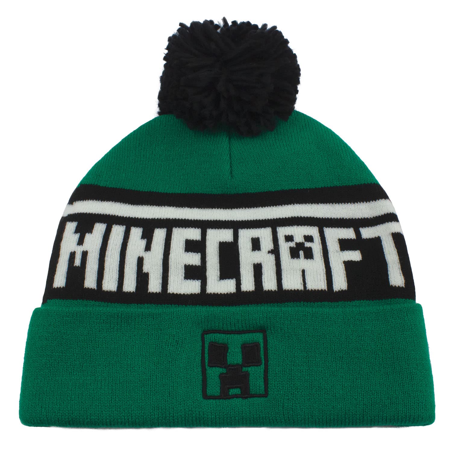 Minecraft - Logo & Creeper Design Beanie Hat Green