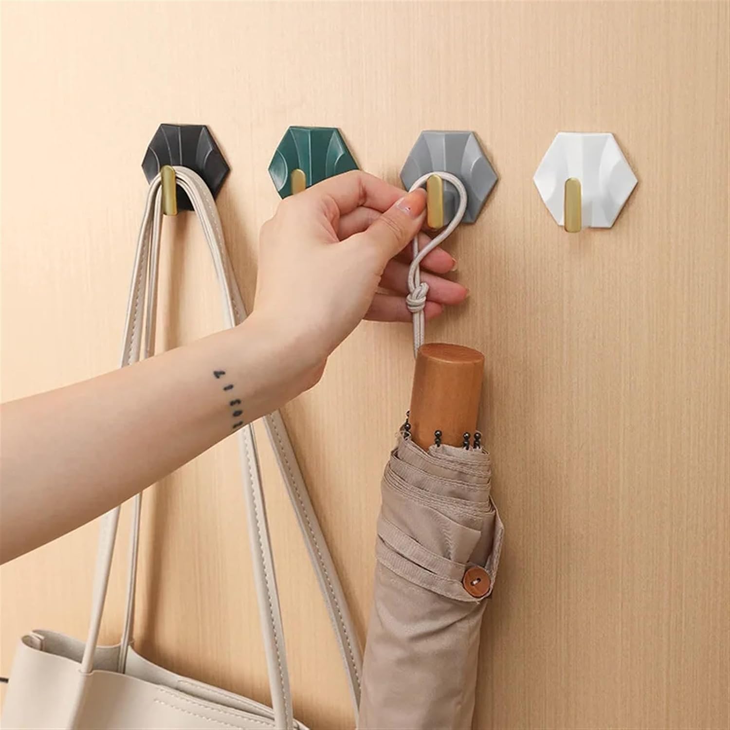 Wall Mounted Coat Rack 4Pcs/lot Coat Hooks Luxury Wall Hooks Home Kitchen Small Wall Hooks for Hanging Coat, Scarf, Hat, Bag, Key, Towel Rack for Wall (Black (4 Packs))