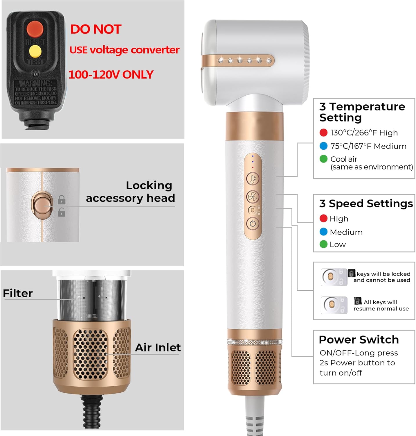 7 in ONE Hair Dryer Brush, Powerful Blow Dryer Brush with Air Curler for Hair, Brush Blow Dryer with Diffuser, Ionic Hot Air Brush Fast Dry, Volumize, Curls, Straight, Hair Styling Tools 100-120V - Image 7