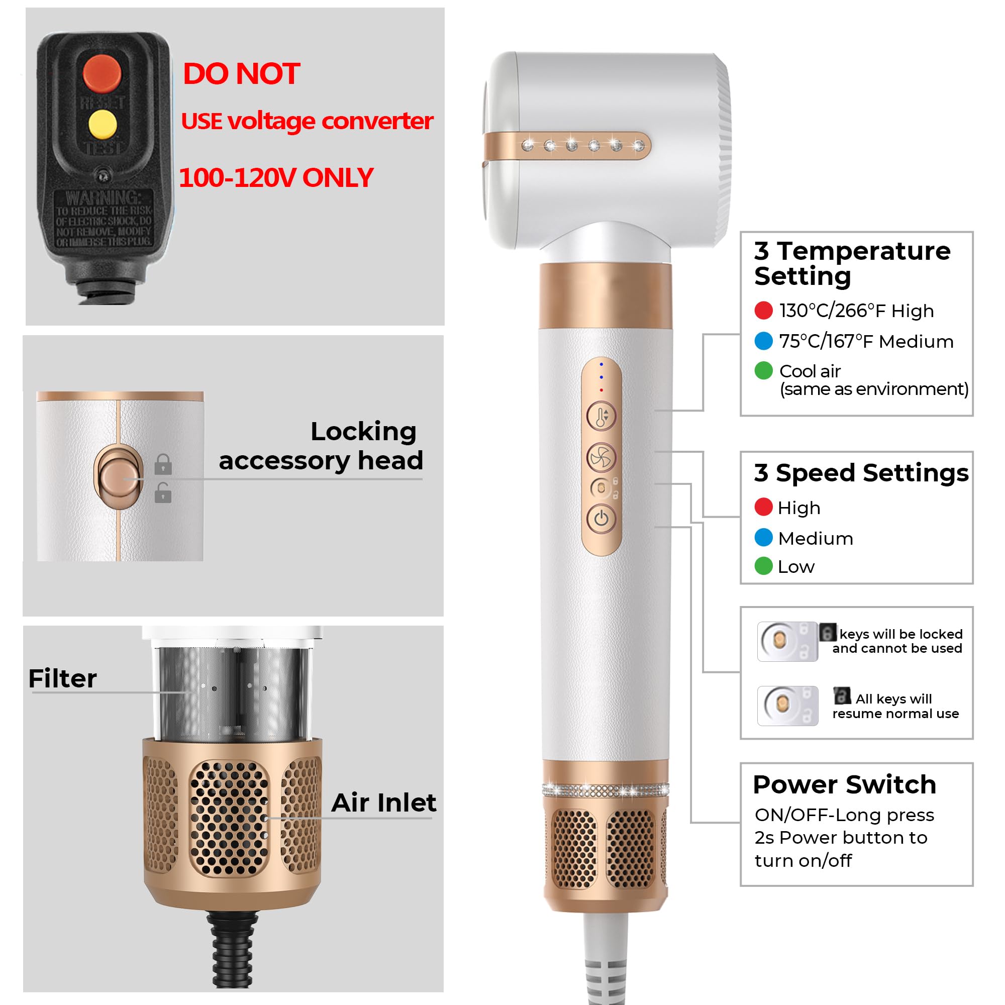 7 in ONE Hair Dryer Brush, Powerful Blow Dryer Brush with Air Curler for Hair, Brush Blow Dryer with Diffuser, Ionic Hot Air Brush Fast Dry, Volumize, Curls, Straight, Hair Styling Tools 100-120V