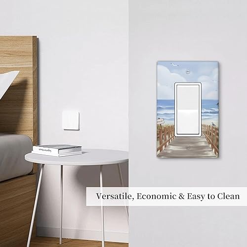 Miniatura 5 de Cubierta para placa de pared con diseño de océano de playa, 1 cuadrilla, cubierta decorativa pintada a mano, placa frontal de mar para baño,