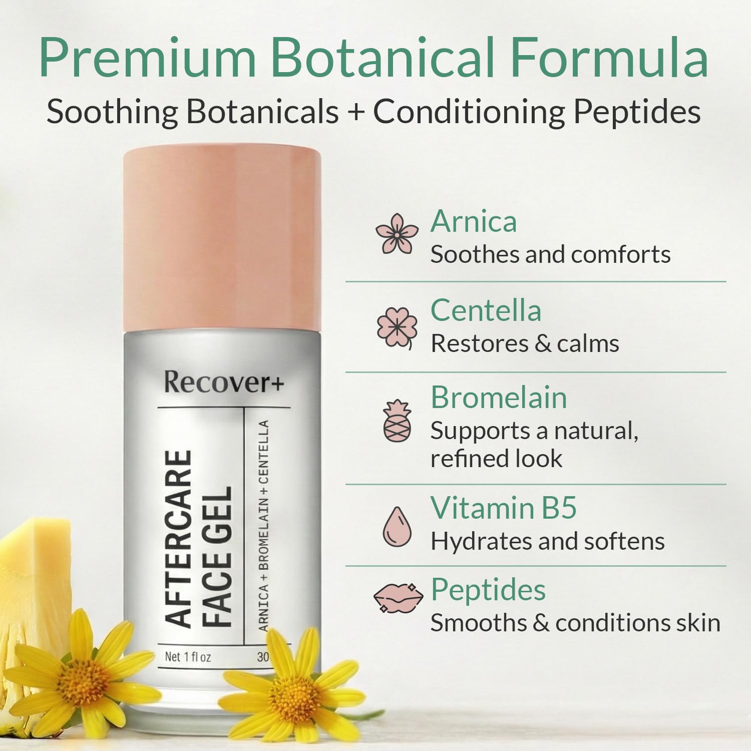 Arnika Gesichtsgel für kosmetische Nachpflege – leichtes botanisches Erholungsgel mit Arnika, Bromelain, Centella und Vitamin B3, Spa-Grade Post-Procedure Pflege zur Beruhigung und Unterstützung der