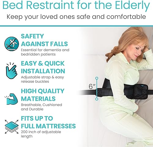 Miniatura 2 de Vive Restricciones de cama para pacientes ancianos con demencia - Cinturón de seguridad para silla de ruedas y cama - Dispositivo de prevención de