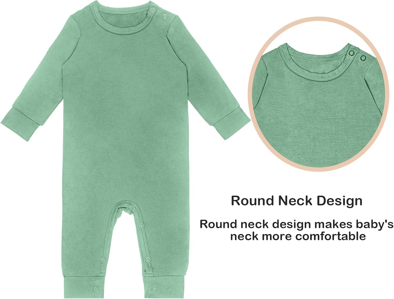 GUISBY Rayon Baby Pajamas, Long Sleeve with Snap Closure Pajamas Sleepers