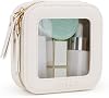 Prite Small Clear Makeup Bag with Gift Box Mini Cosmetic Case Waterproof Travel Toiletry Pouch Car Essentials with Double Zippers Beige