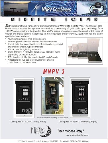 Miniatura 3 de SoldonSUN MidNite Solar - Combinador fotovoltaico - 3 posiciones, modelo N. MNPV3
