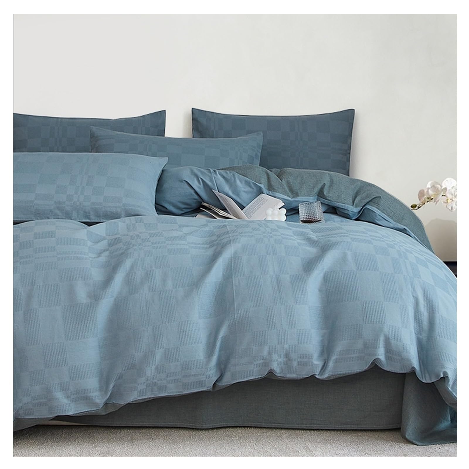 Housse de couette luxueuse en coton supérieur pour lit double élégant