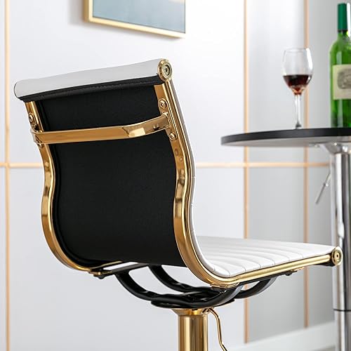 Miniatura 6 de chairus Juego de 2 taburetes de bar giratorios modernos, taburetes de bar ajustables con altura de mostrador, taburetes de piel sintética sin brazos