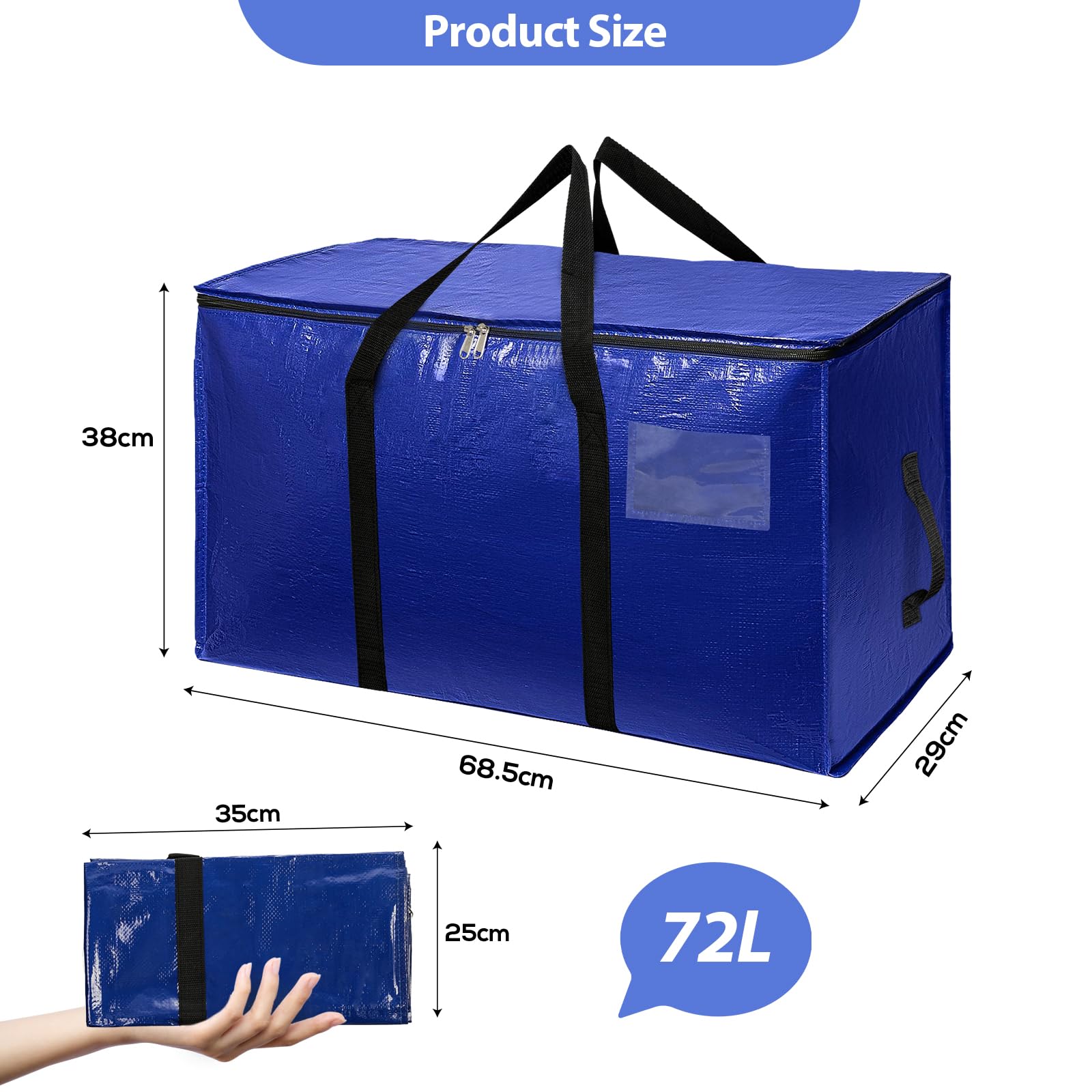 Romon Borse Trasloco 4pz Borse da Trasloco Impermeabili Borsoni da Viaggio Grandi con Manici Rinforzati, Organizer Vestiti per Stoccaggio Abiti e Coperte per Trasloco e Viaggio Sacchetti 72L
