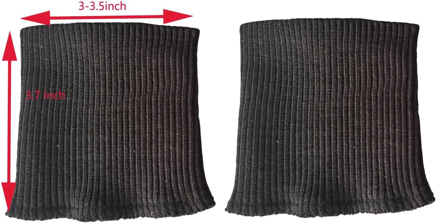 Finished Knitted Ribbed Cuffs,Replacement Jacket Stripes Rib Knit Trims Cuffs 1Pair for Sewing DIY (Black)