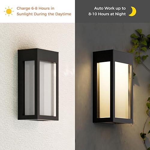 Miniatura 3 de Solar Yard Paquete de 4 luces de pared para exteriores, accesorios de iluminación LED exteriores para exteriores, luces de porche delantero, lámpara