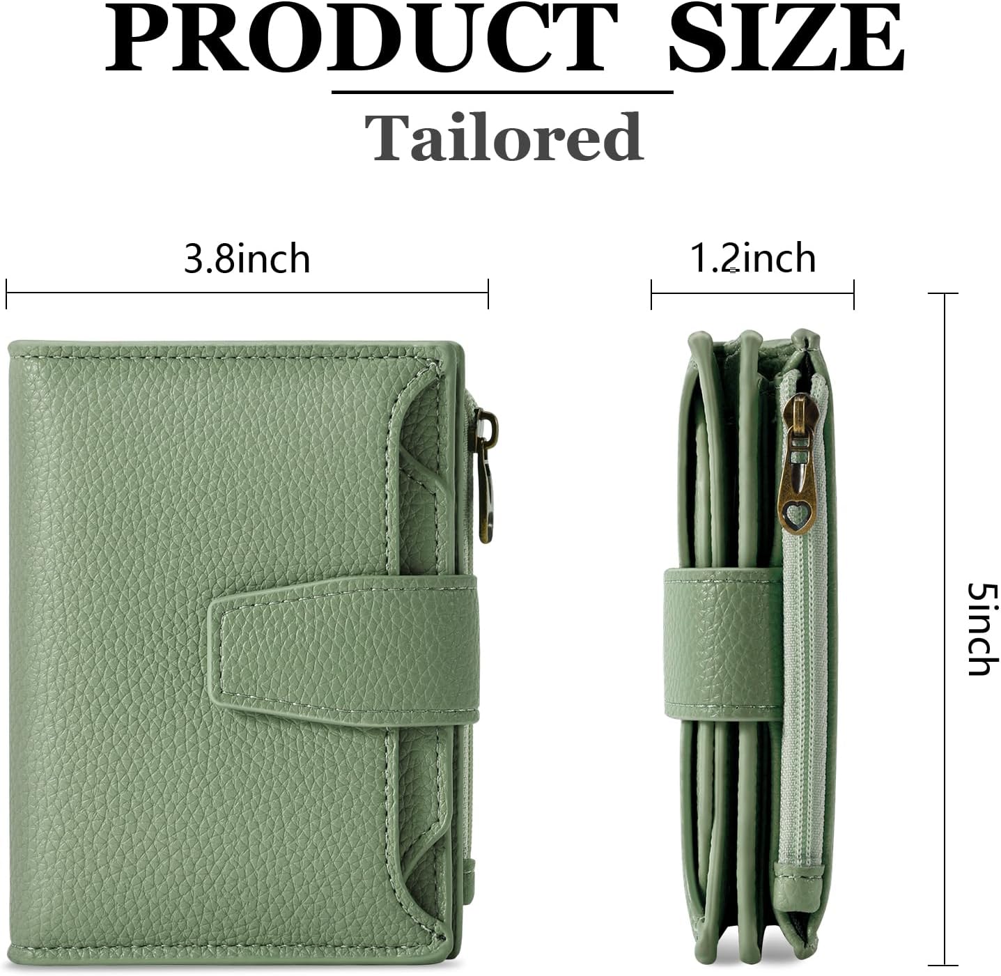 Small Wallet Women RFID Blocking Soft Leather Bifold Compact Card Holder Wallet for Women with Zipper Coin Pocket 4 ID Window - Image 3