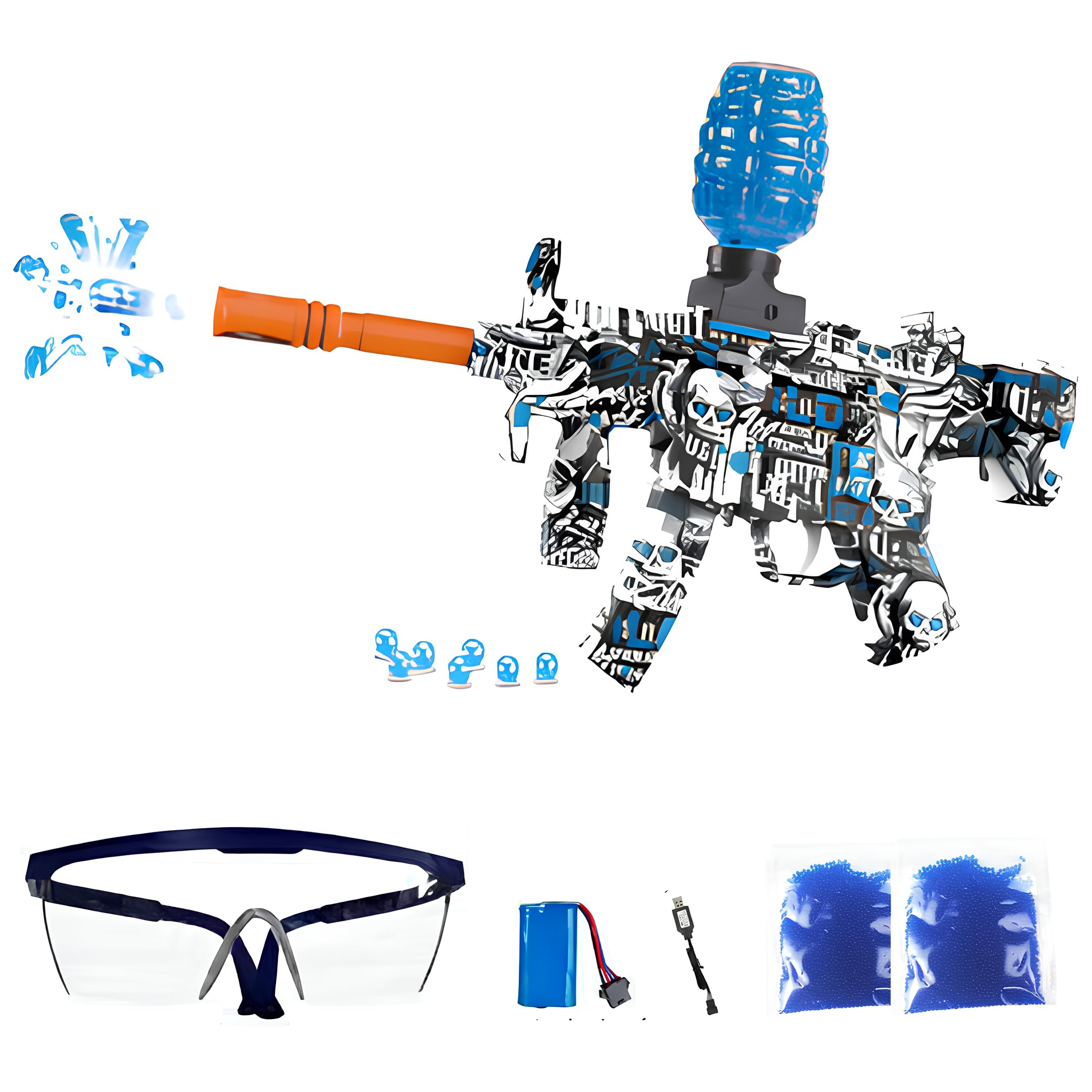 Pistolet à Billes D'eau Gel Blaster Vector - Automatique - 20000 Billes + Lunettes - Puissant 0.16J