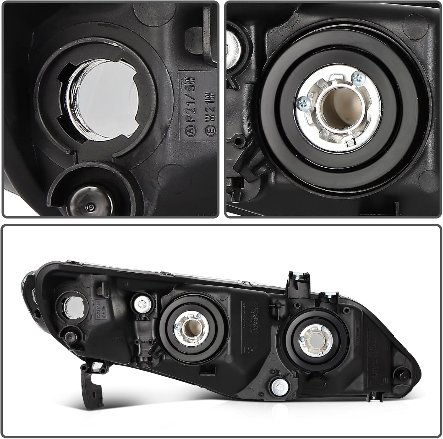 Headlight Assembly Fit For Honda Civic Sedan 2006-2011 Chrome Housing Clear Lens Driver and Passenger Side HO2502125 HO2503125
