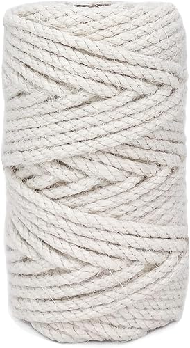 Leecogo Cuerda de yute de 0.177 in de 100 pies de cuerda natural para manualidades, perfecta para jardinería en el hogar, macramé, manualidades,