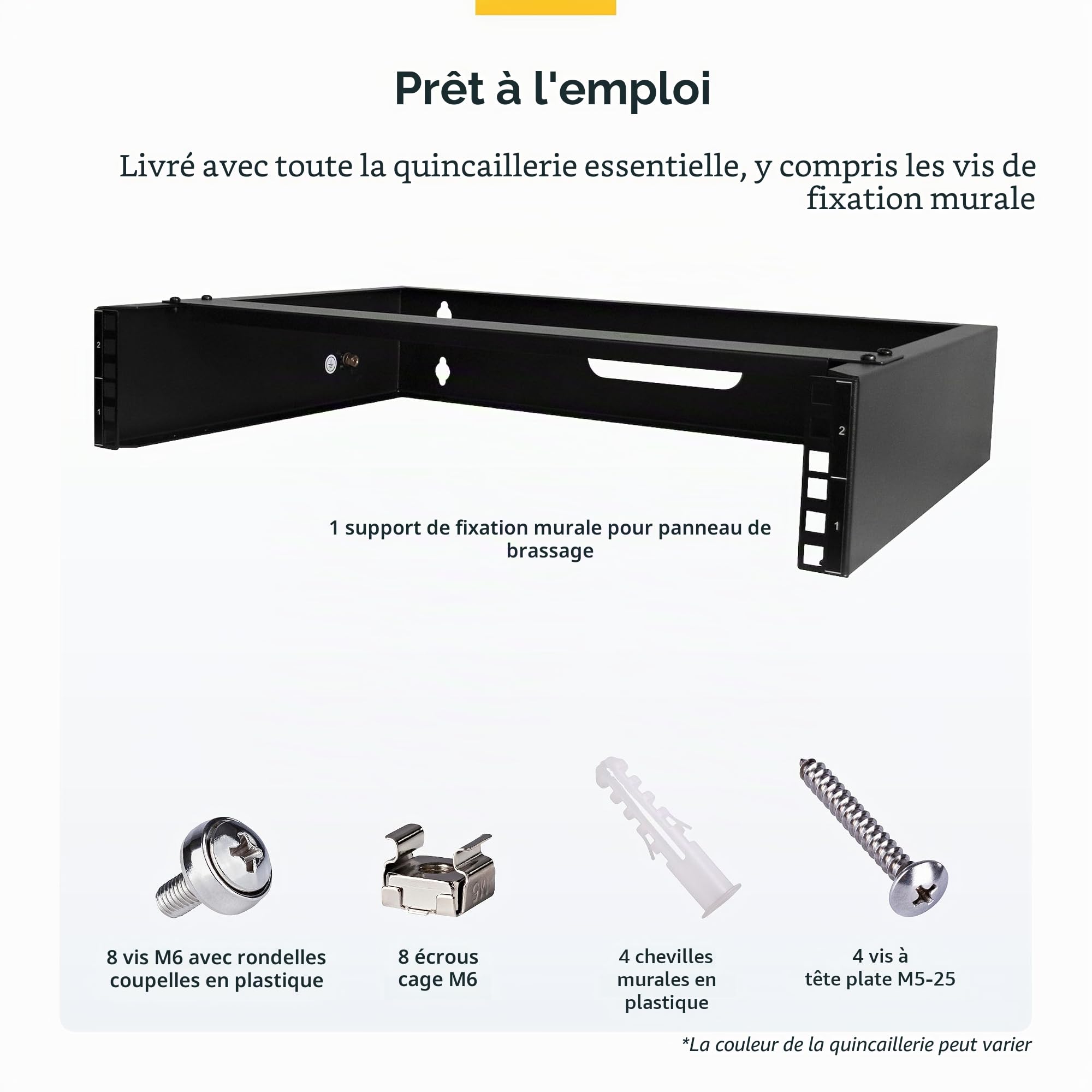 StarTech Rack Mural 2U 19", Profil Bas, 36cm, 35kg (RACK-2U-14-BRACKET) | Réseau, Baie de brassage, Support étagère, Serveur, Équipement informatique/réseau, Mini baie, Noir