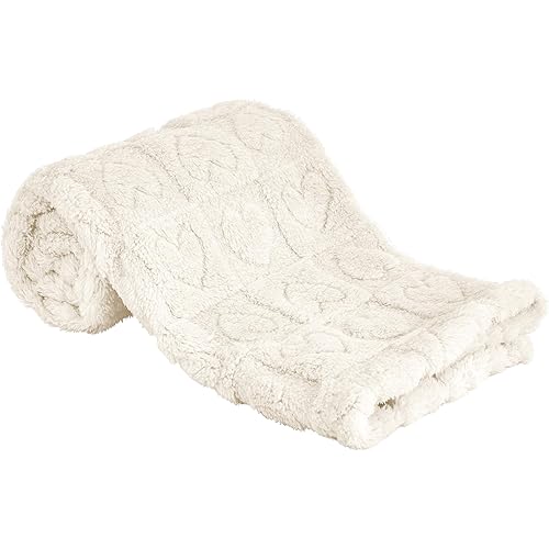Yurhap Fleece Baby Blanket Heart Checkered Blanket, Ultra Soft Cozy Baby Blankets for Boys Girls, Fluffy Infant Toddler Newborn Receiving Blankets for Crib Stroller 30”×40” (Cream)