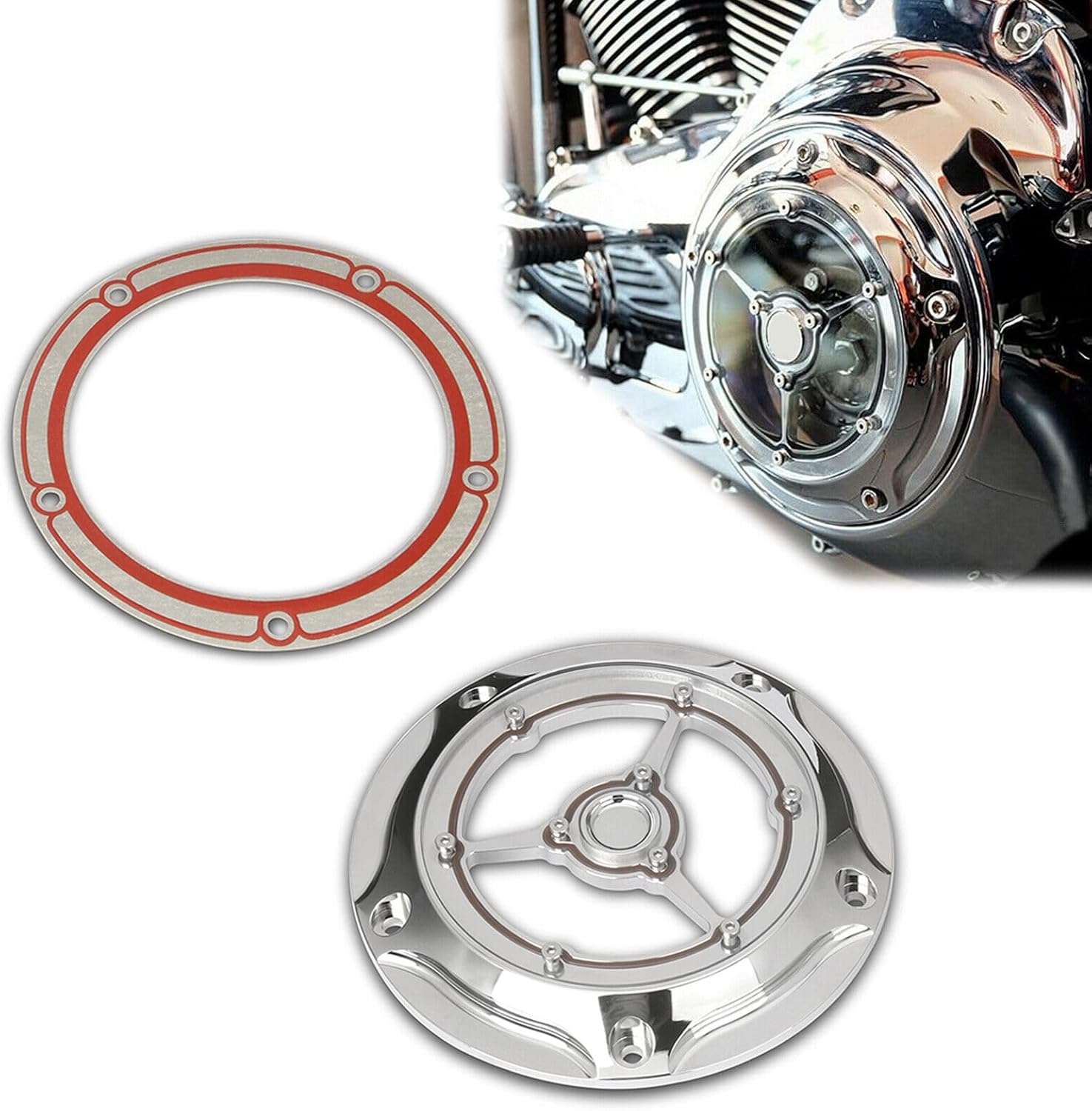 Road King Derby Cover Chrome clarity For Harley Electra Glide Softail FXS FXDL FXDC FLHRS 1999-2015