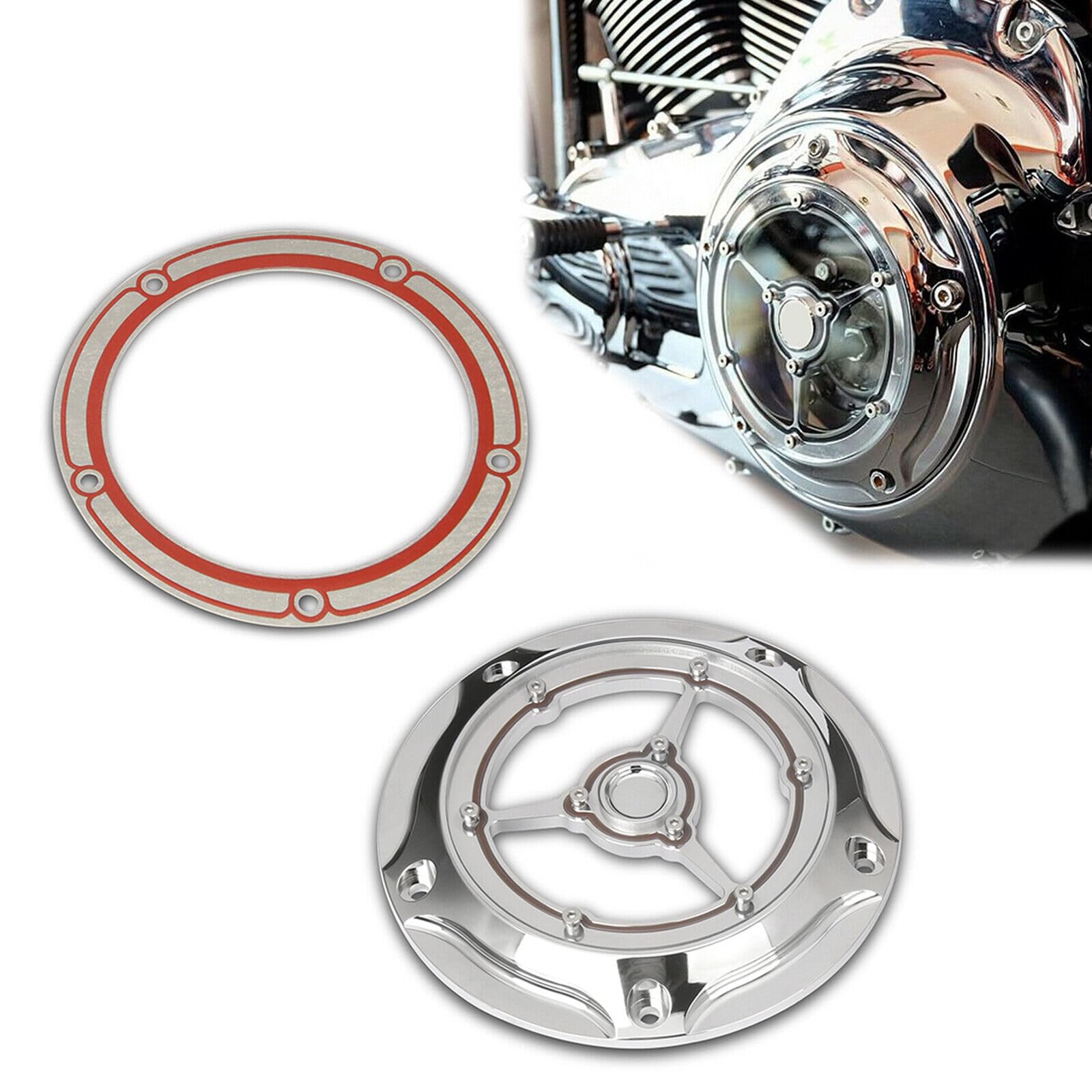 Road King Derby Cover cromata per Harley Electra Glide Softail FXS FXDL FXDC FLHRS 1999-2015