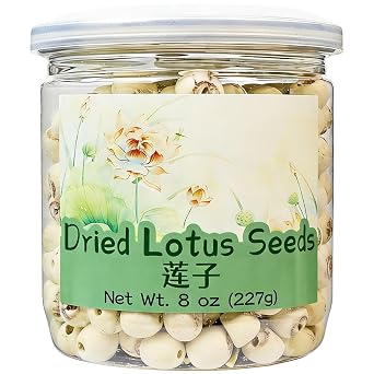 Dried Lotus Seeds 8oz227gWhite Lotus Seeds for Eating- Pre-Cored, Rich in Protein & Fiber, No Sugar Added, Vegan, Gluten Free, Perfect for Dessert Soup, Porridge, Lotus Paste & Healthy Snacking