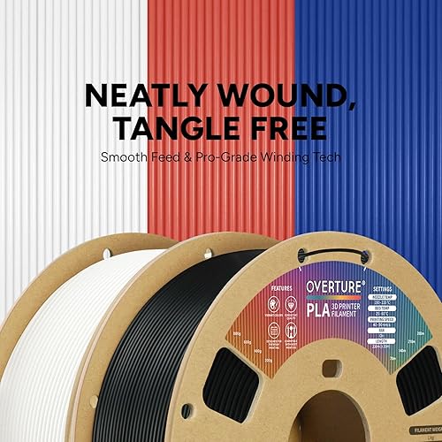 Vista 118 de Overture - Filamento PLA de impresión 3D para la mayoría de FDM en 1.75 milímetros, en bobina de 1 kilogramo de 200 x 200 milímetros y de precisión