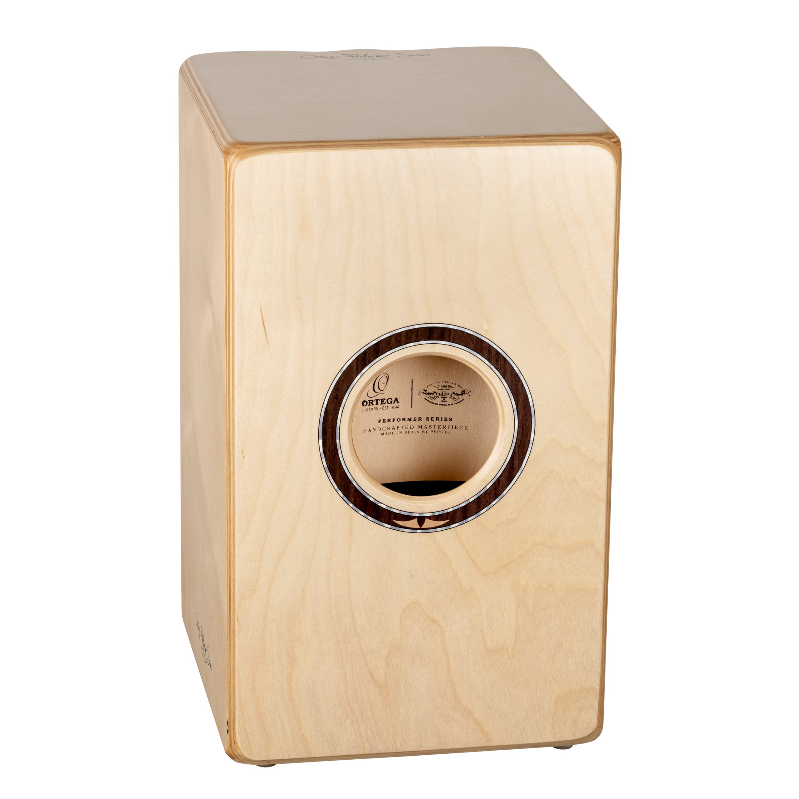 Ortega Guitars Performer Series Cajon – Caisse Claire Grand Format pour Droitier avec Micro – Surface de Frappe Cèdre, Naturel (OCJPF-2)