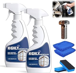 2Pcs Rust Remover Spray for Metal, Powerful Rust Remover Heavy Duty Metal Cleaner for Steel & Iron, Multipurpose Highly Concentrated Steel Rust Remover for Tools, Automotive Parts
