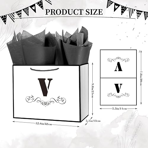 Miniatura 2 de ysmile Bolsa de regalo de letras con papel de envoltura para hombres, mujeres, niños y niñas, bolsa de papel grande de 12 pulgadas de color blanco y