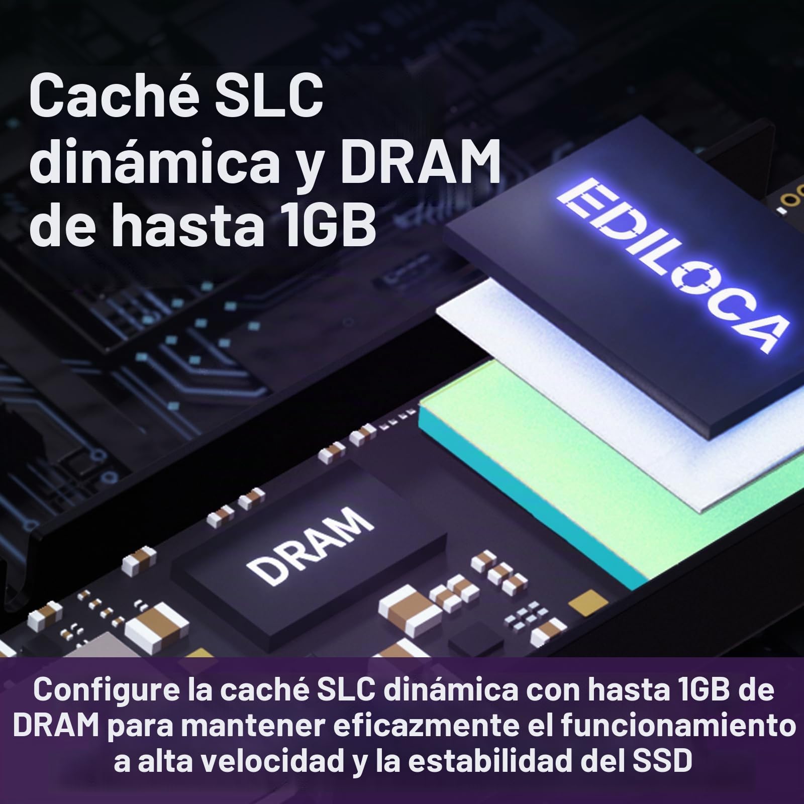Ediloca Disco Duro Interno para Videojuegos con disipador de Calor, 4 TB hasta 7400 MB/s, PCIe Gen4, NVMe1.4 M.2 2280, 3D NAND TLC, Unidad Interna de Estado sólido, 4 GB de caché de Memoria caché de