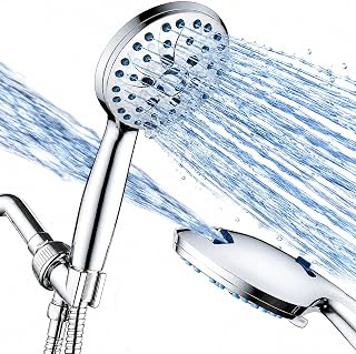 COMFYHOME Hand Shower For Bath, High Pressure 8-IN-1 Hand Shower With Self-Clean Anti-Clog Nozzles For Power Wash. Handheld Shower Comes With 1.5M Flexible Hose Pipe And 50 Pcs Drain Covers Included