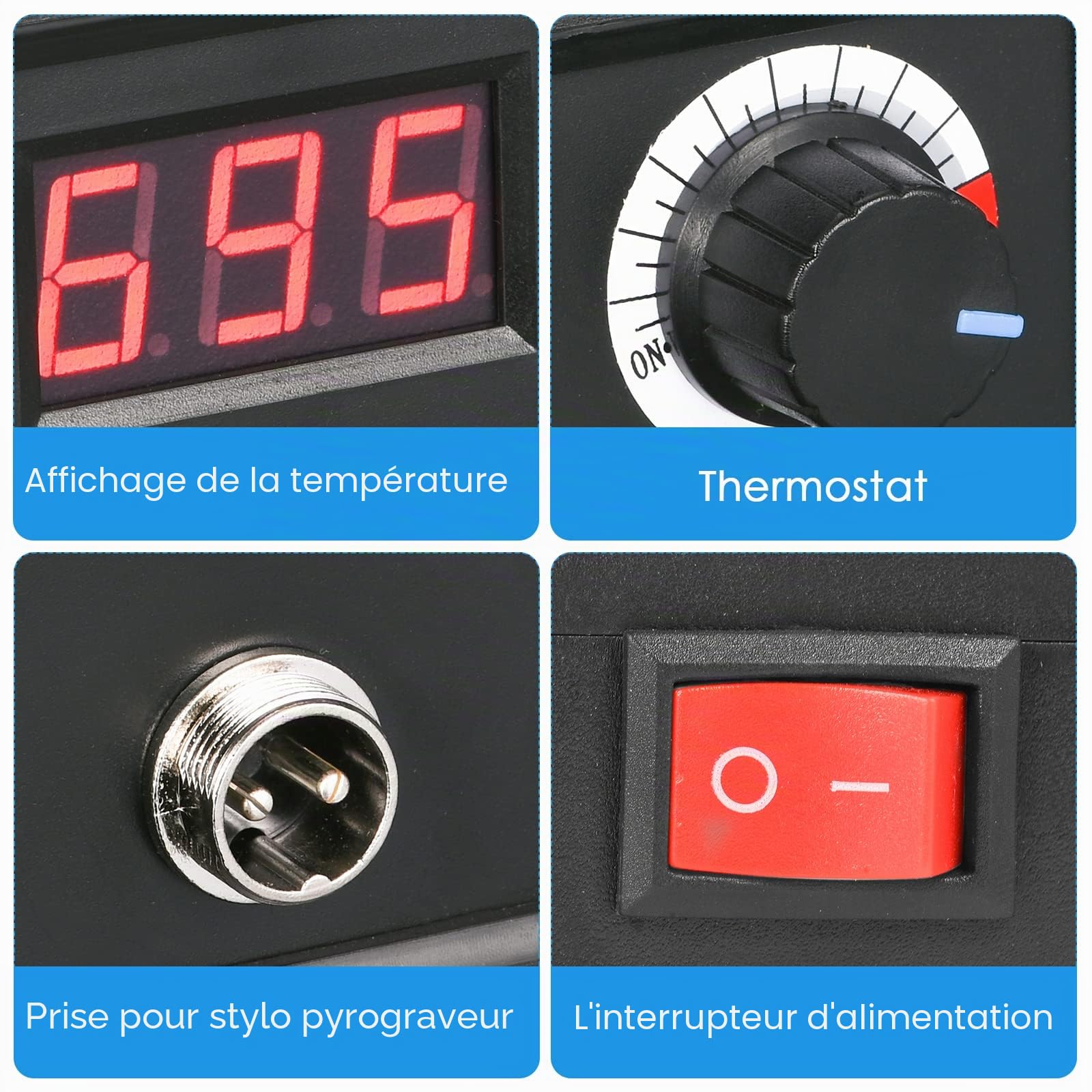 Kit de pyrogravure sur bois, machine de pyrogravure de 60 W avec 33 pointes de fer à souder, écran LCD de température réglable de 35 à 700 °C, convient pour bois, cuir et citrouilles