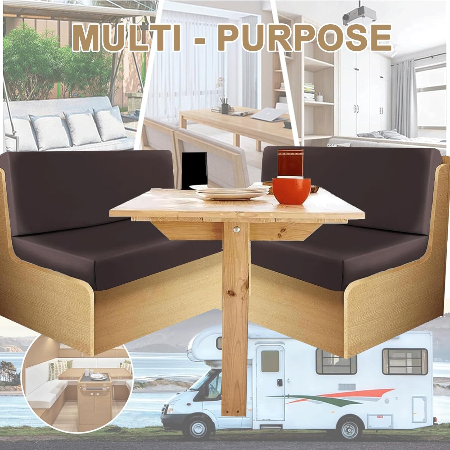 PU Leather RV Dinette Cushion Covers, Waterproof Couch Cover for Dogs Sofa Seat Slipcovers Furniture Protectors for RV Camper Car Bench Cover RV Booth Seat Covers