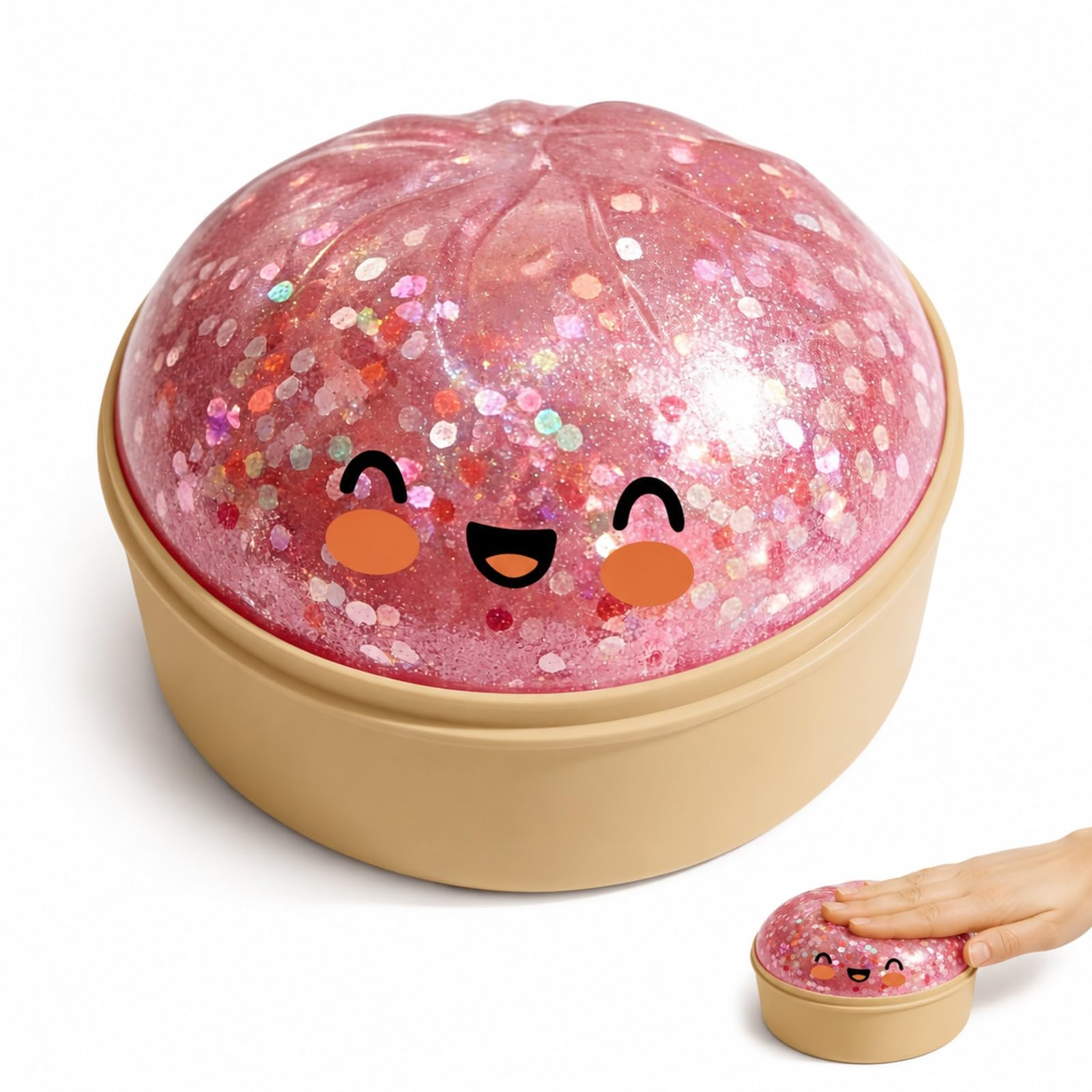 LVJMJ Bunny Squishy Fidget Toy - Cute Smiling Face Stress Relief Toy - Soft Silicone Anxiety Relief Desk Toy - Glitter Pearl Sensory Toy for Adults Kids — image 1