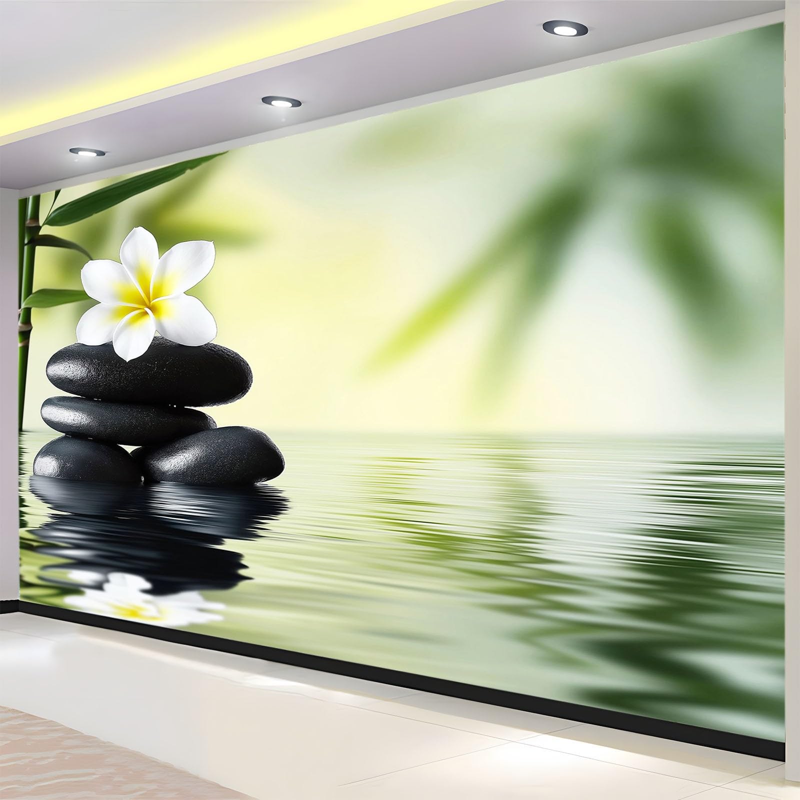 Murales da Parete Pietra Vegetale Per La Meditazione Carta da Parati, Piantare Fiori Parati Murali HD 3D Fotomurale, Adatto per Soggiorno Camera da Letto Cameretta Ufficio 500 x 280 cm (L x A)