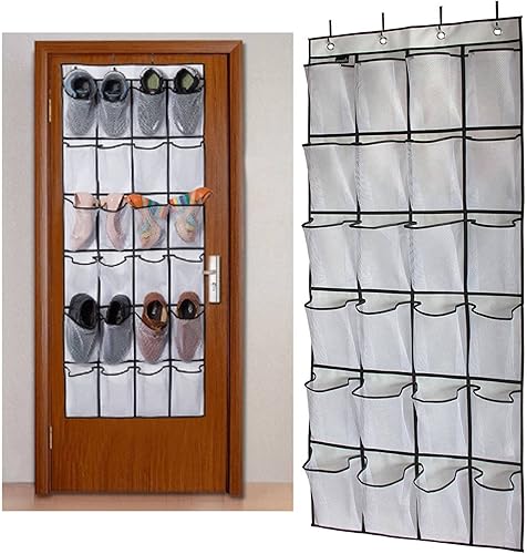 Miniatura 2 de Organizador de zapatos para colgar sobre la puerta, antideslizante para colgar zapatos, soporte para zapatos detrás de la puerta con 24 bolsillos de