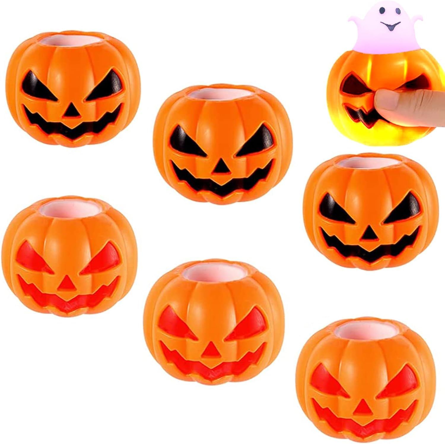 Pumpkin Squeeze Toys with LED Flash for Kids Adults, 6Pcs