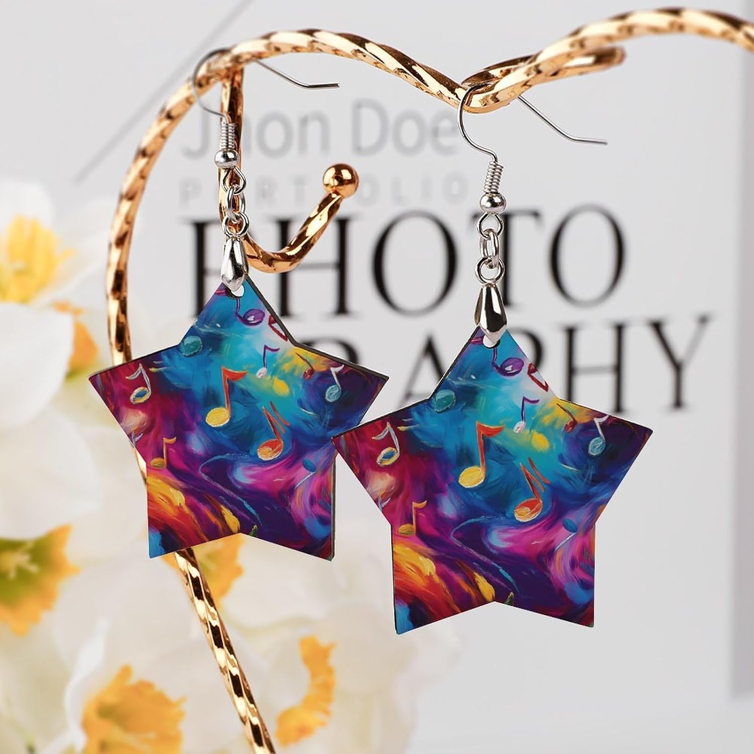 Colorful Music Notes Graffiti Womens Dangle Drop Earrings Dangling image 4