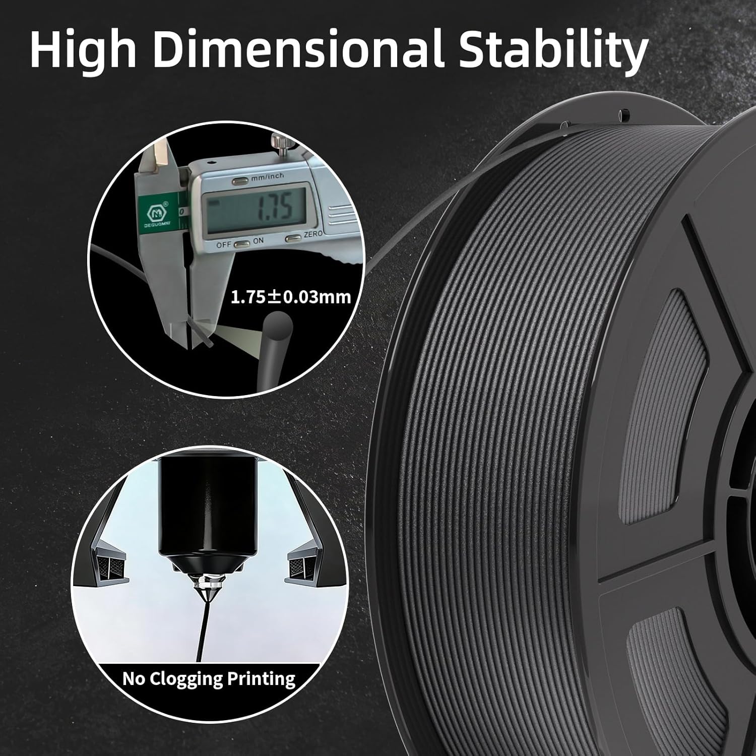 IEMAI PLA-CF Filament 1.75mm Matte Black 1KG, Carbon Fiber Reinforced PLA 3D Printer Filament, High Rigidity, Dimensional Stability & Low Warpage, Easy to Print for Prototype Parts