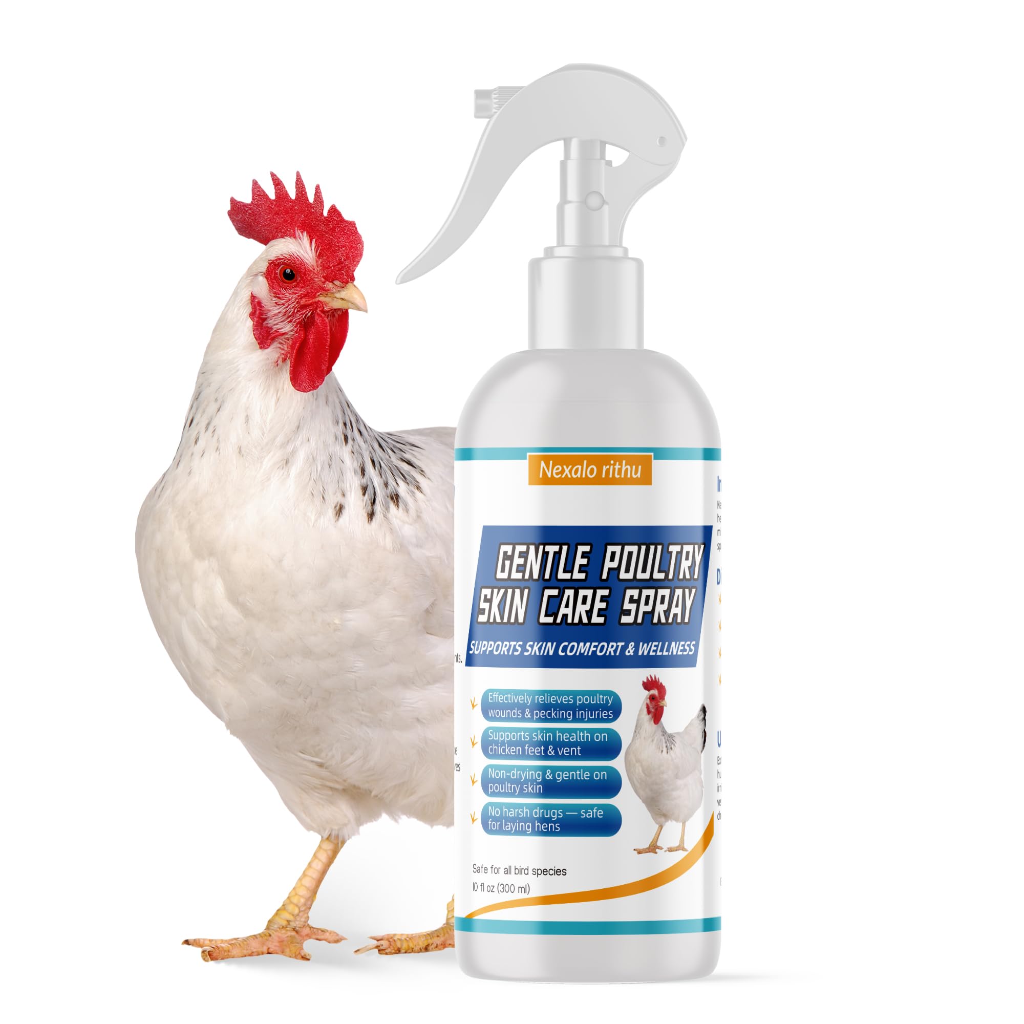 Poultry Care Spray – Chicken Wound Spray for Pecking Sores, Foot Injuries, Bumblefoot, Vent Prolapse, Minor Cuts & Irritations, Safe Wound Care for Chickens, Ducks, Turkeys & Geese, Easy to Use, 10 oz