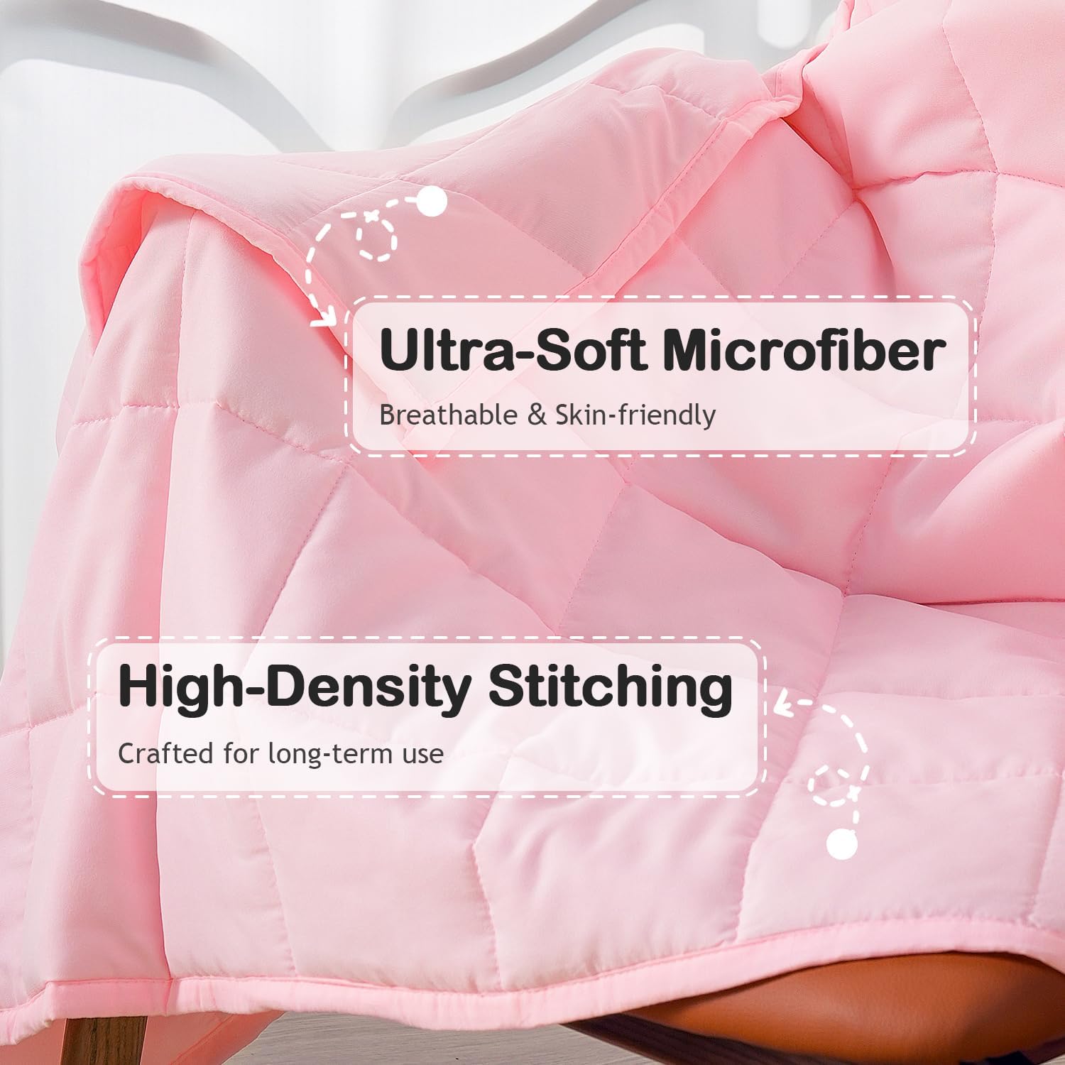 Kivik Weighted Blanket 3 lbs, Small Weighted Blanket 3 Pounds, Mini Heavy Blanket Throw, Breathable Cooling & Warm Blankets, Machine Washable, 36x48 Inches Pink - Image 4