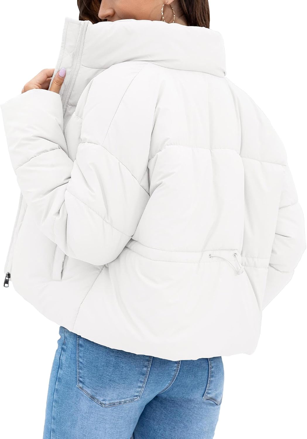 Women's Winter Quilted Jackets Casual Long Sleeve Puffer Coat Padded Outwear with Pockets - Image 2