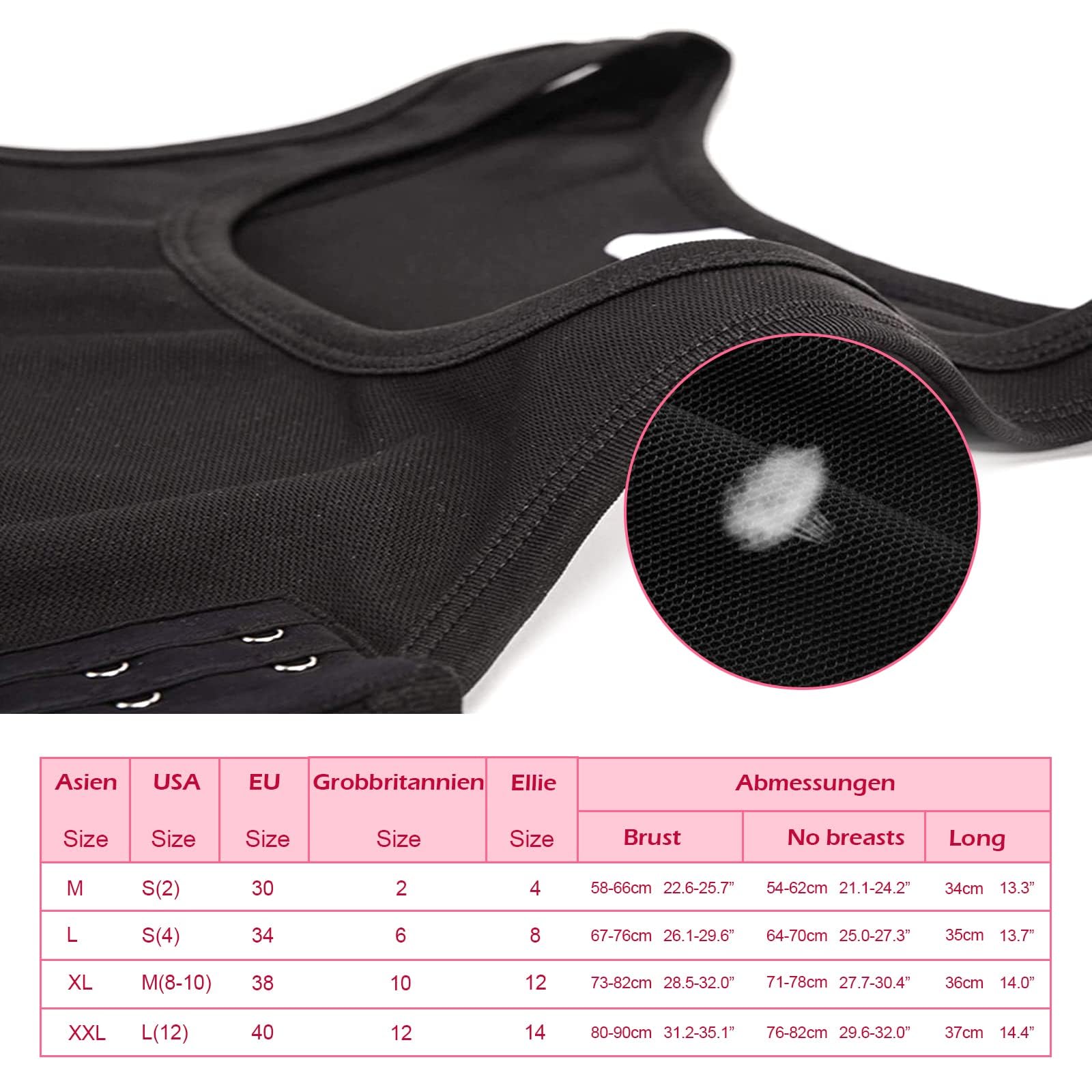 Chest Binder Trans Binder Unterwäsche Tanktops Vendage Trans Breathable Side Haken Bustier BH Damen Korsett Sport BH Tank Tops atmungsaktiv Korsetts Kurz Tomboy Kurzer Chest Binder Top für Damen