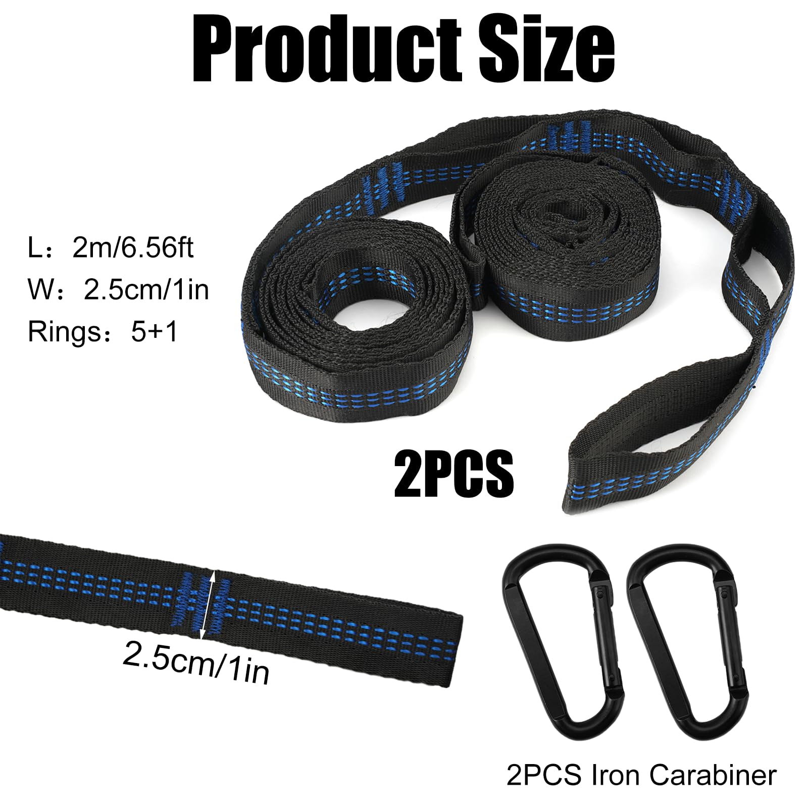 Kixolo Lot De 2 Sangle Hamac, 3 M X 2,5 Cm Sangle Balancoire Arbre, Avec 2 Mousquetons, Attache Balancoire, Avec Sac De Transport, Pour Balançoire Hamac Camping Ou Siège Suspendu, Maximale De 300kg