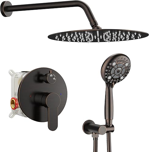 Miniatura 83 de SR SUN RISE Sistema de ducha – Sistema de cabezal de ducha de alta presión de 12 pulgadas – 6 ajustes de cabezal de ducha de mano – Juego de grifo