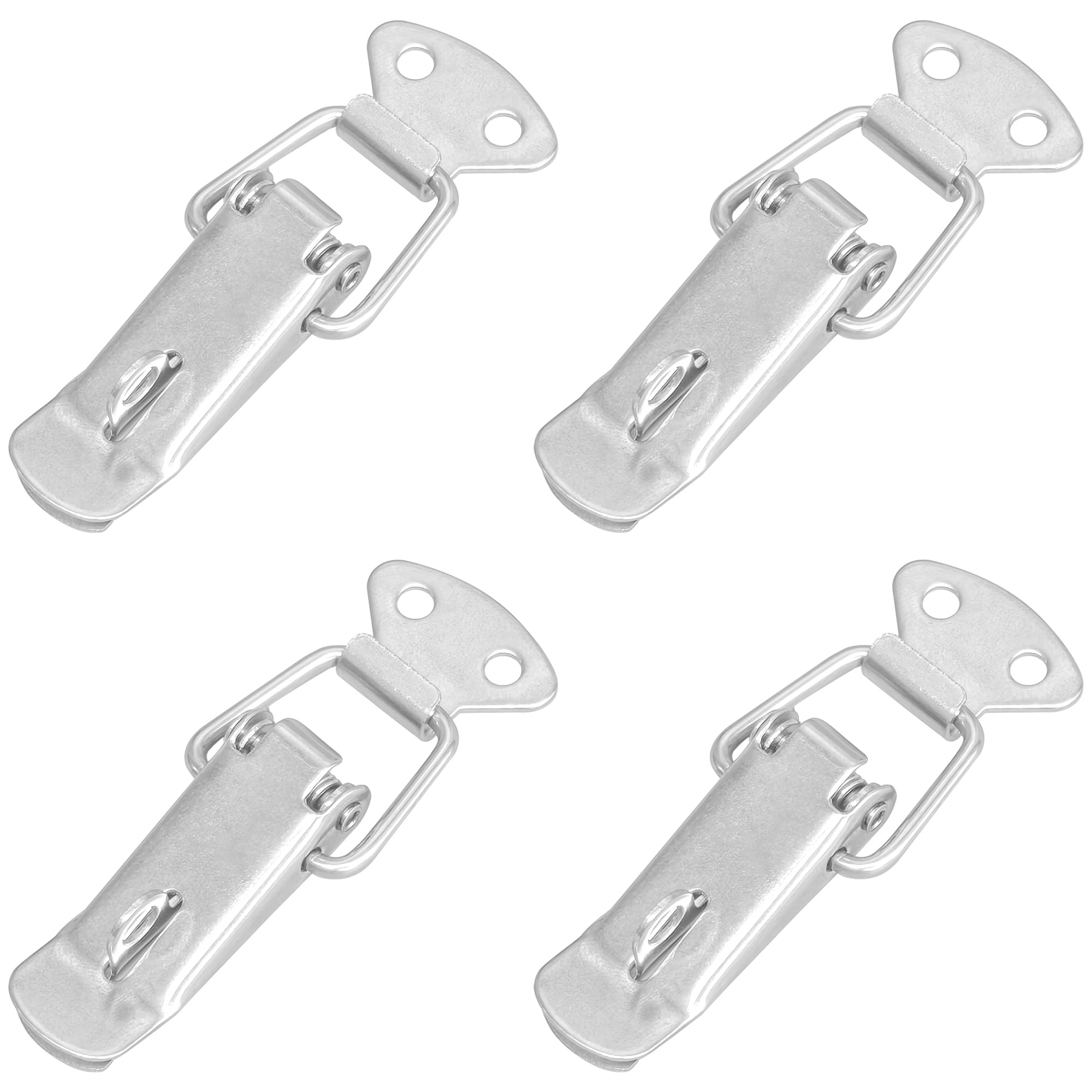 Ddhomin Silver 4 Pcs Stainless Steel Tension Clasp Latches – Spring Toggle Locks For Toolboxes, Drawers, Cabinets (With Lock Hole)