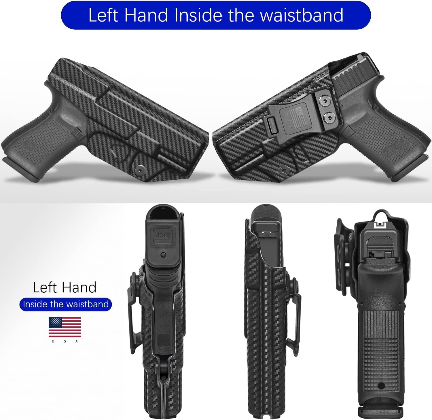 Holster IWB Kydex Fit – Inside Waistband Concealed Carry – Trigger Guard – Adjustable Cant & 'Posi-Click' Retention - No Wear or Jitter - USA Made
