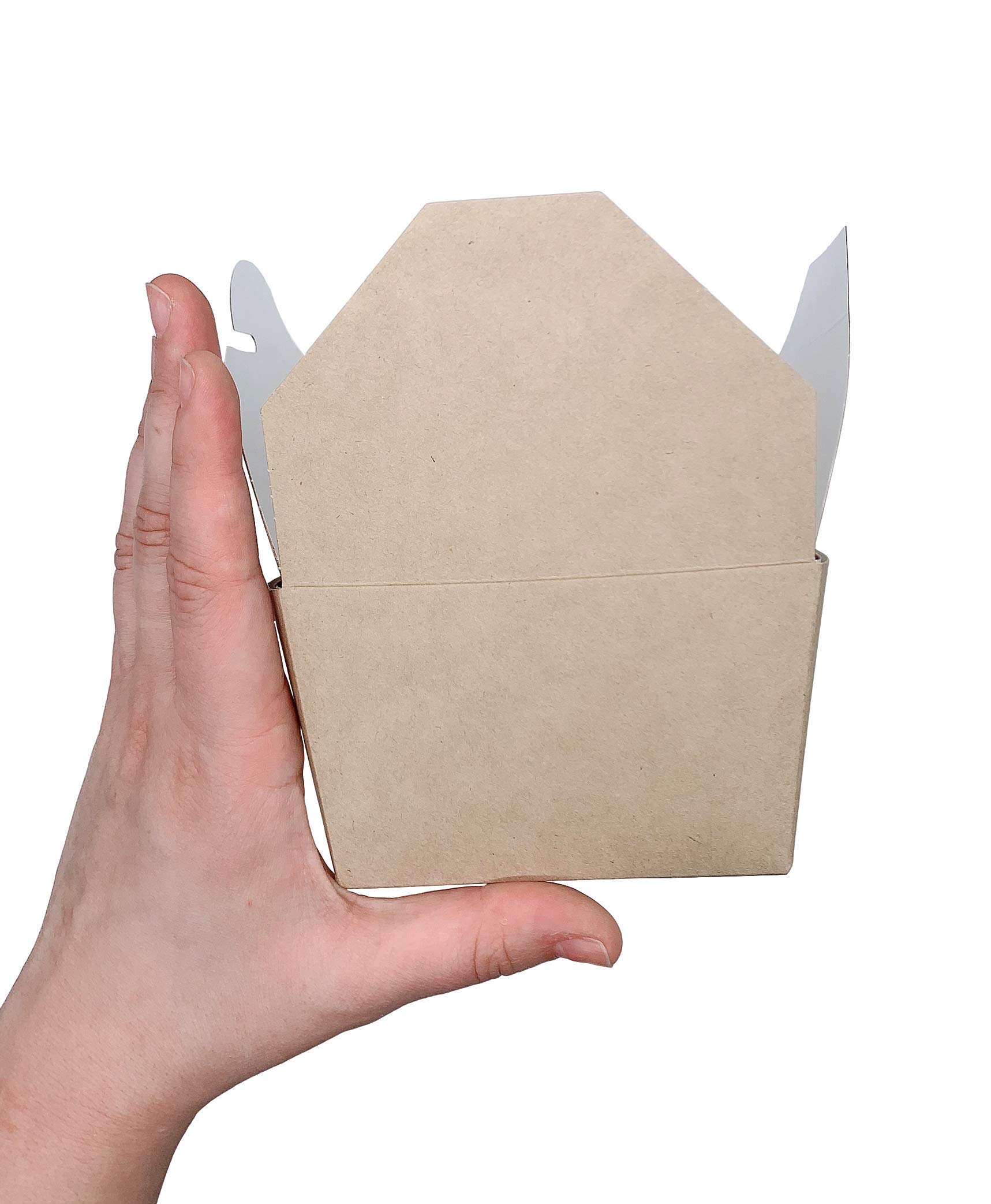 Lot de 25 boîtes jetables en papier kraft, anti-fuite, pour aliments à emporter (600 ml)