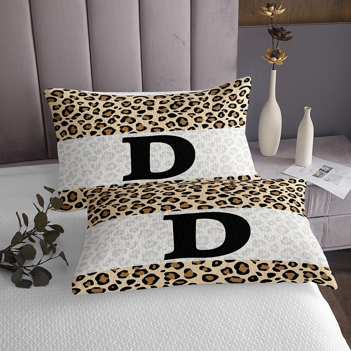 jejeloiu Abstract Bedspread Quilts Initial Letter E Coverlet Set King Size for Kids Boys Girls Geometric Stripes Patchwork Quilted Coverlet for All Season with 2 Pillowcases