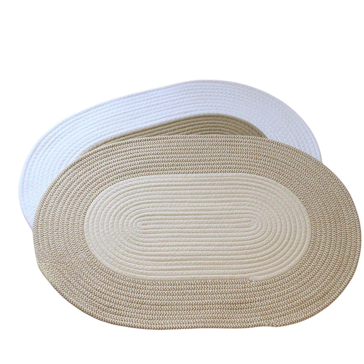 Set di tappeti da cucina e bagno in corda di cotone ovale intrecciato a mano, 2 pezzi, elegante decorazione per la casa, design versatile per qualsiasi stanza, ideale per cucina e bagno