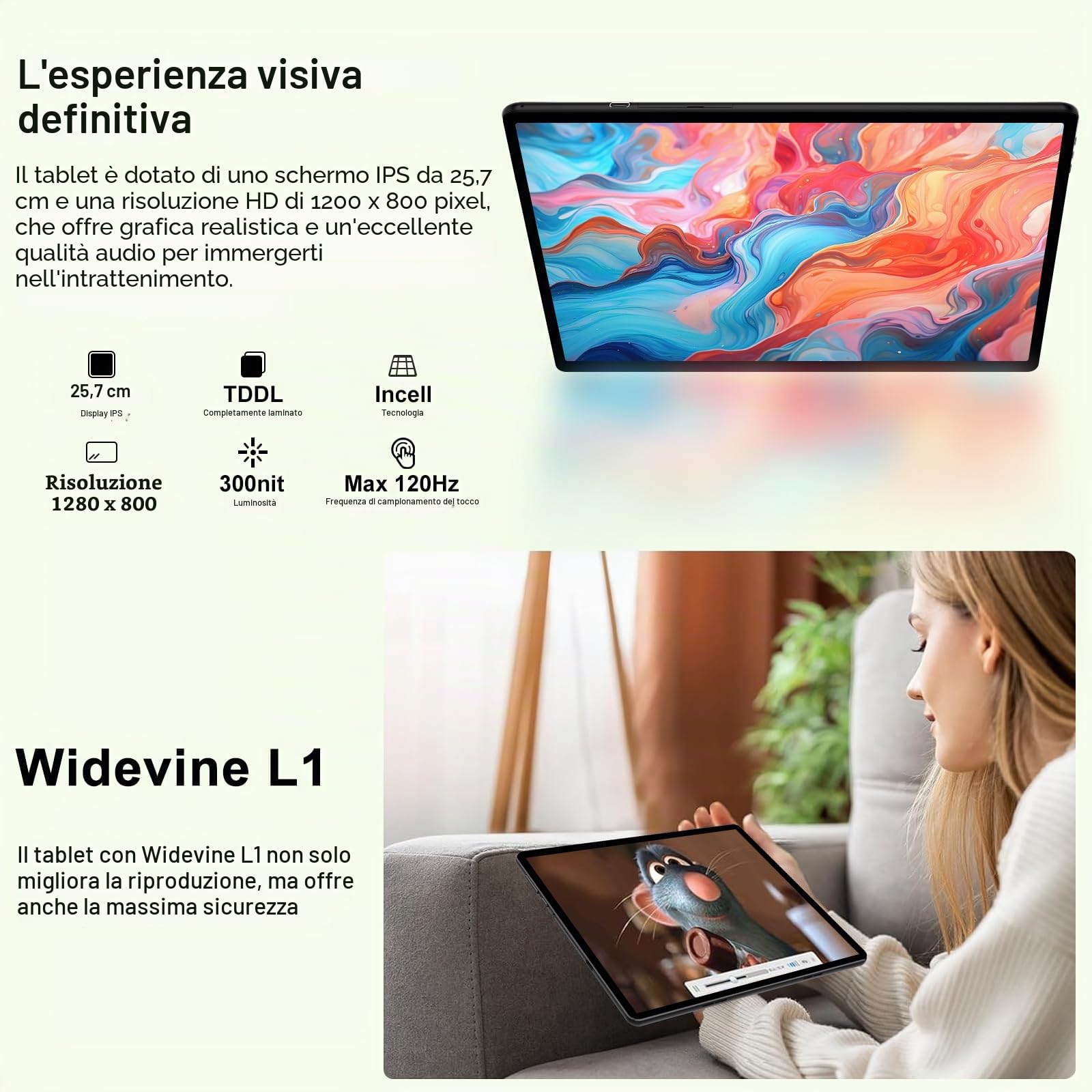 Tablet 10 Pollici Android con 5G + 2.4G WiFi 6, 20GB RAM + 128GB ROM(TF/2TB), Giochi Educativi Software (iWAWA), Octa-Core, 1080 * 800 FHD IPS, 5MP+5MP, Bluetooth 5, 2025 Newest Tablet con EVA, Black